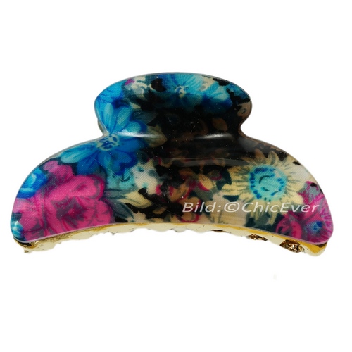 Haargreifer 8,5cm Blumen Acryl Haarkneifer Wellenreiter Haarspange blau pink gold 5214b